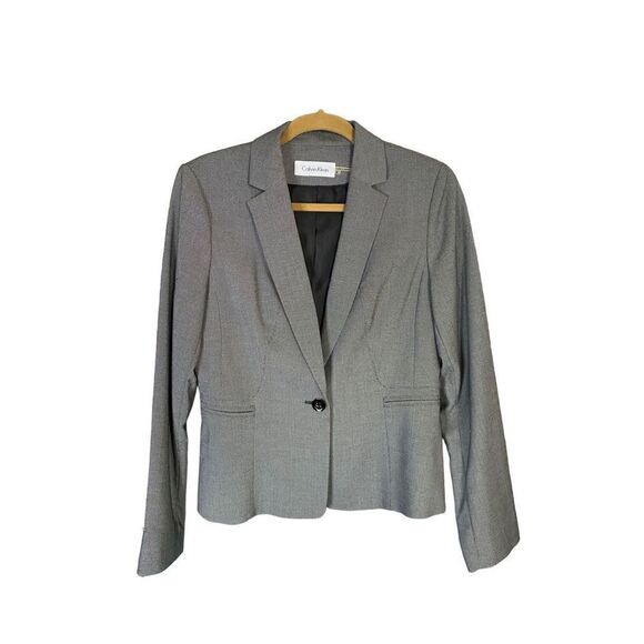 Calvin Klein women’s black and white poly blend blazer size 8 - Picture 1 of 5